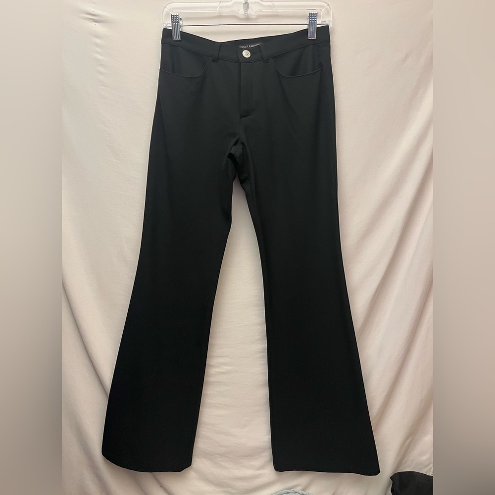 VERSACE JEANS COUTURE MID RISE TROUSER DRESS BLACK FLARE PANTS 26